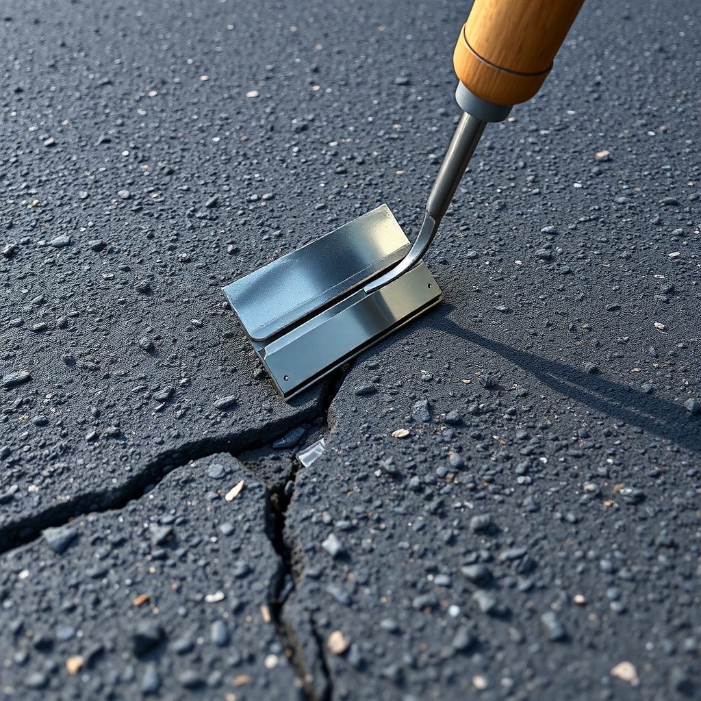 A close-up photorealistic image of a trowel applying thick
