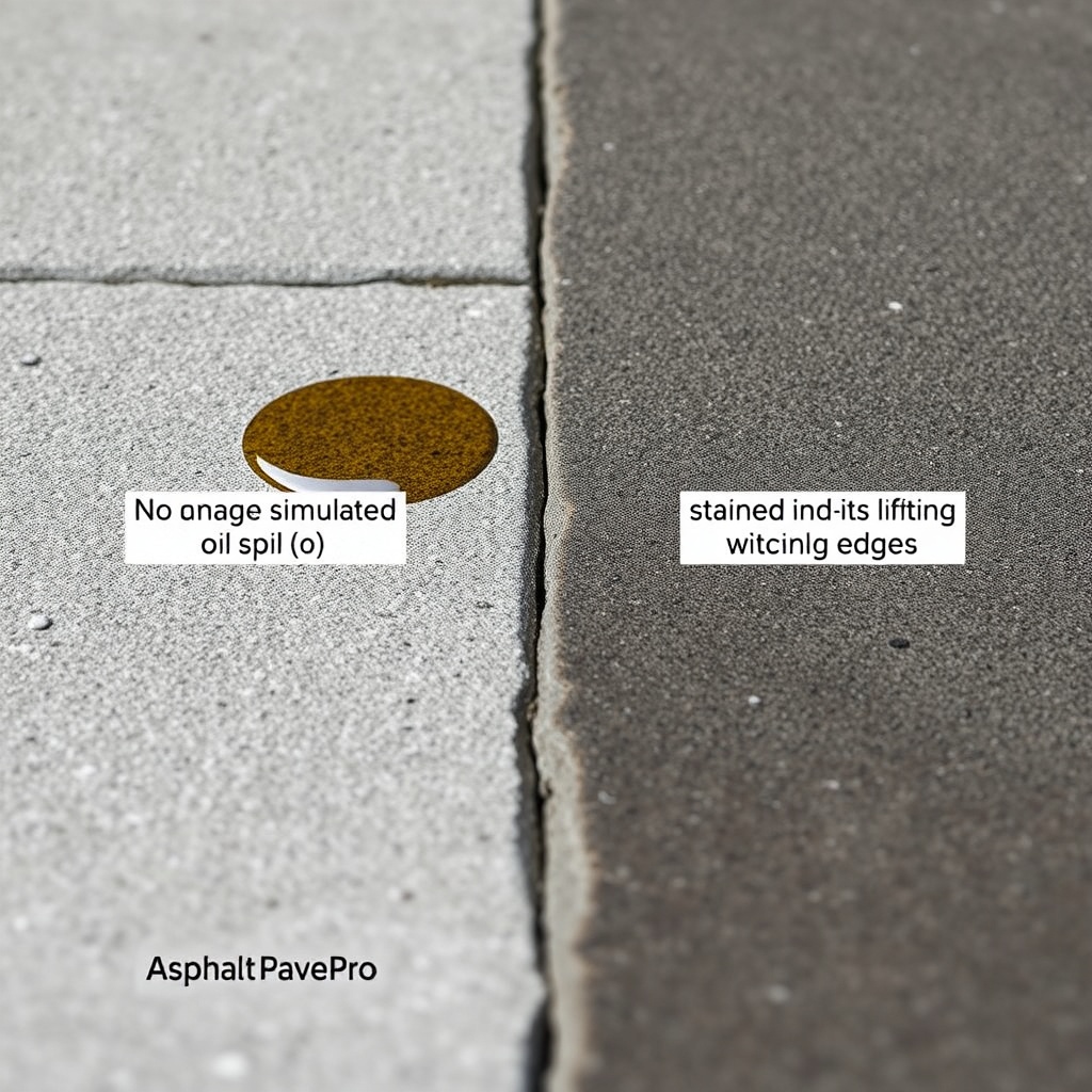 A clean photorealistic photo showing a close-up of two pavement samples: left with Asphalt