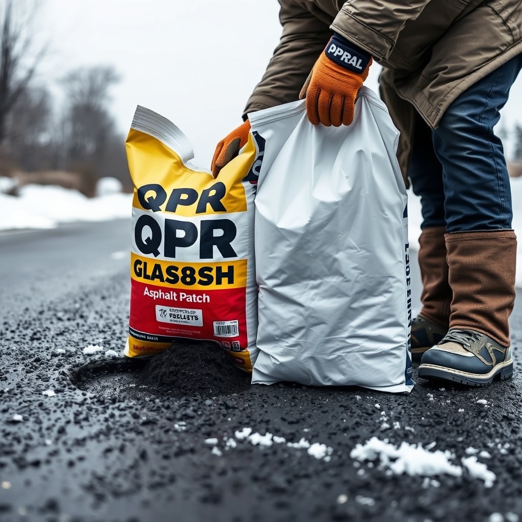 A photorealistic photo showing a contractor wearing heavy gloves and a winter jacket