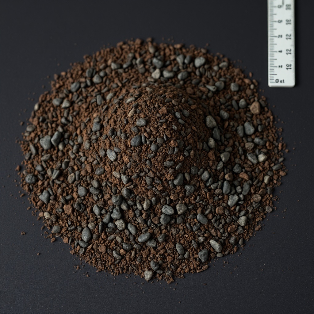 A close-up photograph of a pile of QPR asphalt patch material on a dark