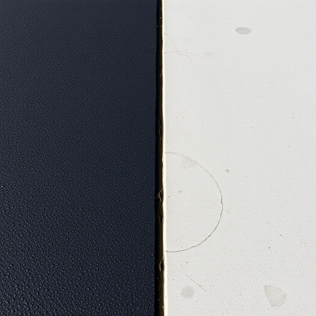 <clean photorealistic photo/illustration showing a side-by-side comparison of an epoxy-coa