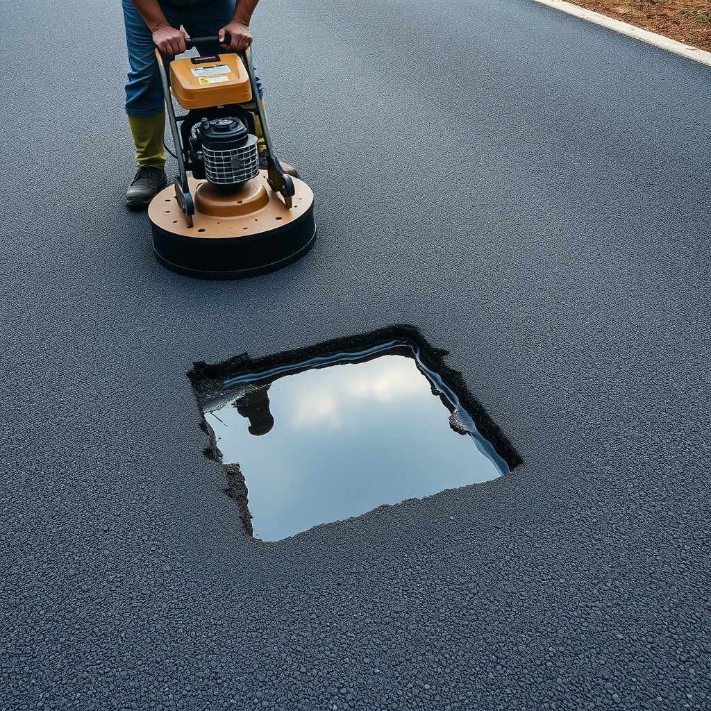 <clean photorealistic photo/illustration of a worker cutting a rectangular inlay around a