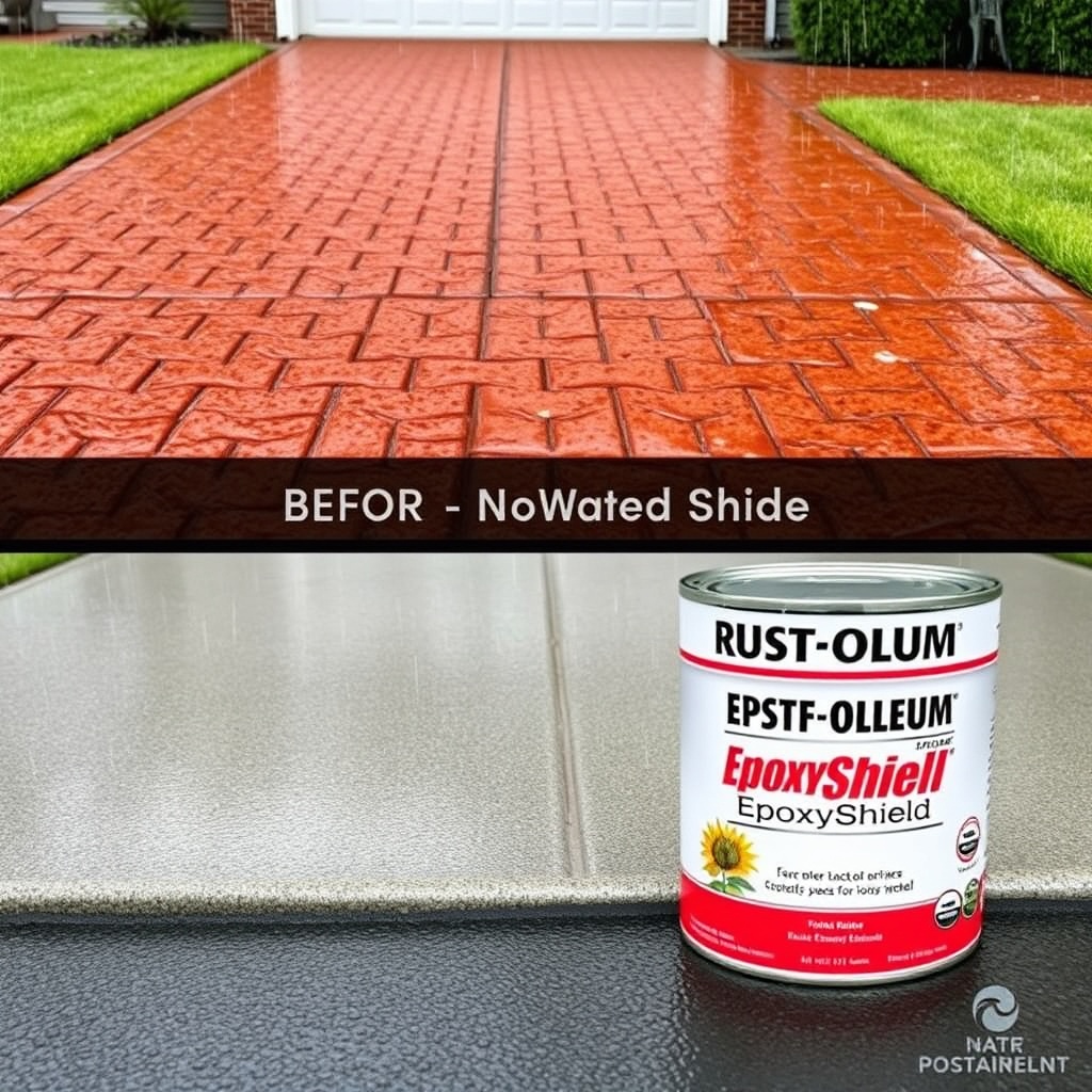 <clean photorealistic photo/illustration comparing a textured AsphaltPavePro driveway surf